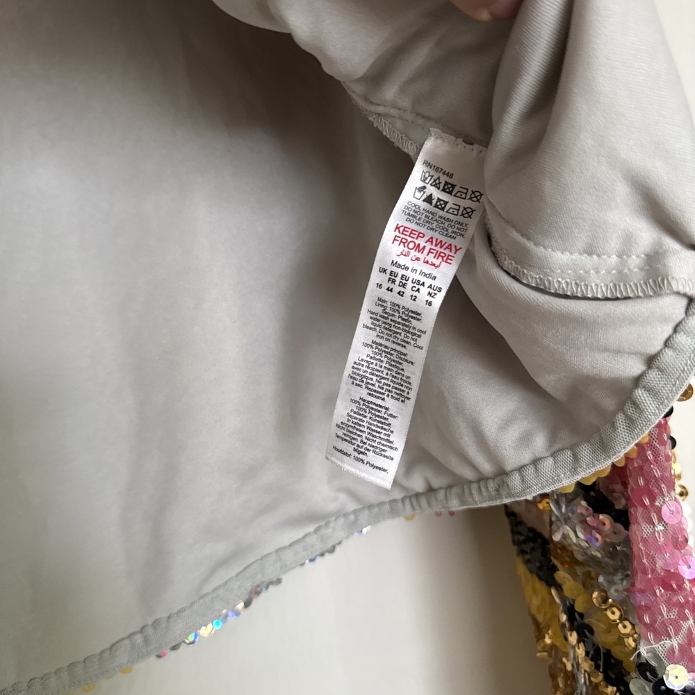 Nasty Gal Collection Embellished Sequin Long Drop Sleeve Jacket US Size 12 - Picture 6 of 10